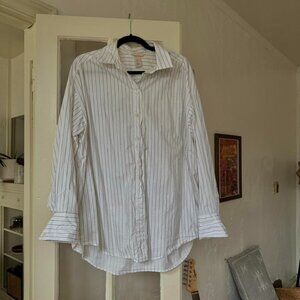 White stripped button up shirt